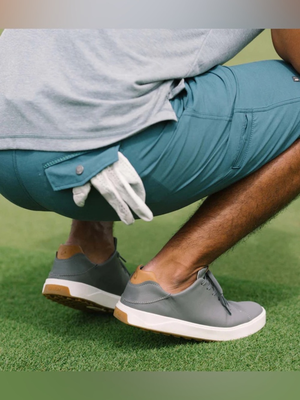 OluKai Gray Wai’alae Leather Waterproof Spikeless Golf Shoes Men’s 11 Eleven - Picture 2 of 11